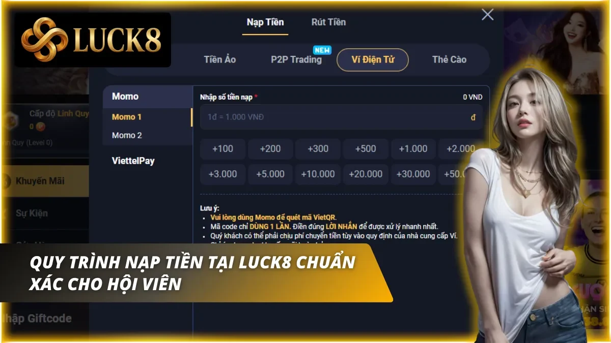 Những phương thức nạp tiền Luck8 hiện đang có
